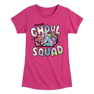 Girls' - Monster High - Ghoul Squad Lagoona Frankie Cleo Clawdeen Draculaura Fitted Short Sleeve Graphic T-Shirt - 1 of 4