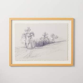 18"x24" Hillside Sketch Framed Wall Art Black/White - Hearth & Hand™ with Magnolia