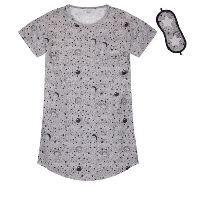 Sleep On It Girls Super Soft Jersey Pajama Sleep Shirt with Matching Sleep Mask