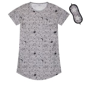 Sleep On It Girls Super Soft Jersey Pajama Sleep Shirt with Matching Sleep Mask - 1 of 4
