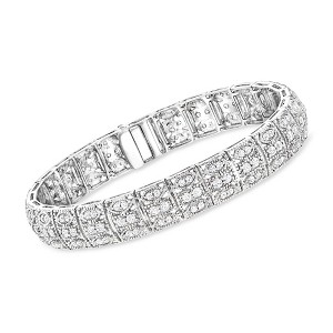 Ross-Simons 3.10 ct. t.w. CZ Vintage-Style Bracelet in Sterling Silver Size 7 - 1 of 3