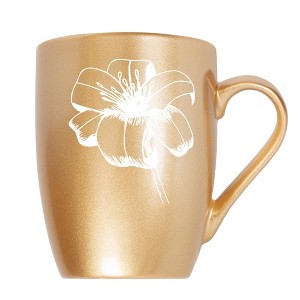 Elanze Designs Botanical Floral Nature Coffee Cup Mug 10 Ounce Ceramic With Shimmery Metallic Finish Elegant Minimalist Daylily Flower Silhouette - 1 of 4