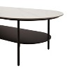 Airsurfer Coffee table ceramic Coffee Table, MDF painting Double Layer Coffee Table for Living Room, white ceramic and Coffee Brown Bottom Shelf - 3 of 4