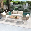 SKRAN 4-Piece Rope Patio Furniture Set, Outdoor Furniture with Acacia Wood Table, Patio Conversation Set for Backyard Porch Balcony, Beige - 2 of 4
