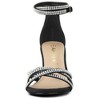 Allegra K Women's Rhinestones Crisscross Strap Strappy Chunky Heel Sandals - 3 of 4