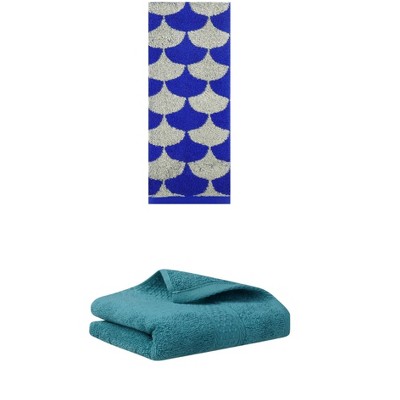 REGALWOVEN Geometric Absorbent Soft Bathroom Cotton Hand Towels 13" x 30"/13" x 29" 2 Packs