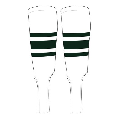 MK Socks Traditional Baseball Stirrups Pattern B-7 White, Forest Green (M)