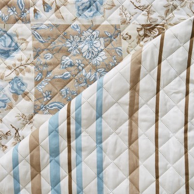 Taupe and Blue Floral Patchwork Recliner Furniture Protector