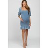 PinkBlush Light Blue Square Neck Smocked Denim Maternity Dress - 2 of 4