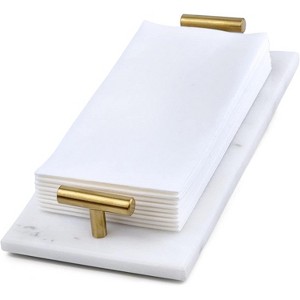 Marble Guest Towel Holder Tray, Bathroom Paper Napkin Dispenser for Hand Towels - 1 of 4