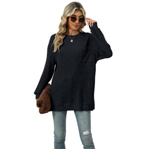 Clearlove Women's Lightweight Long Sleeve Crew Neck Sweater Plus Size Classic Fit Elegant Top Spring Autumn - 1 of 4