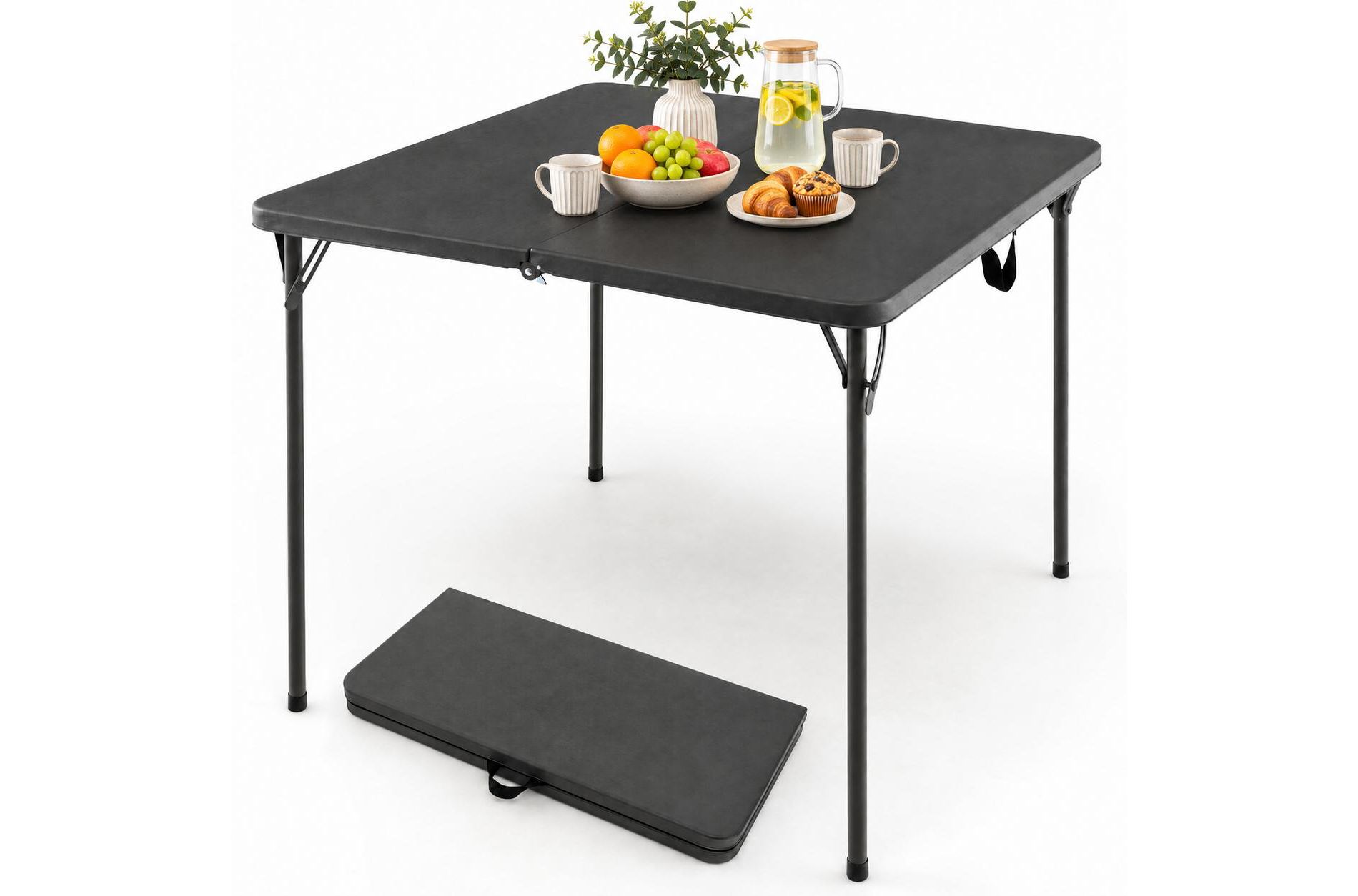 Folding Camping Table with HDPE Tabletop and Rustproof Steel Frame with 330 lb Capacity for 4 People Outdoor Indoor Use
