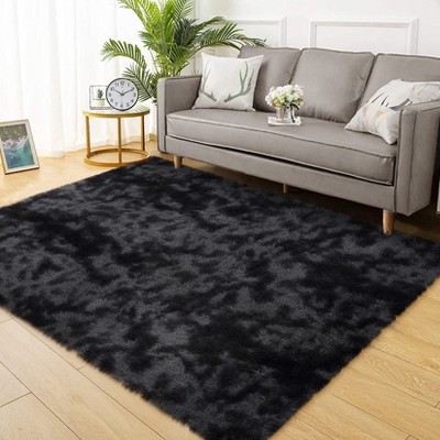 Fluffy Shaggy Rug: Tie-Dyed Furry Non-Shedding Plush Rug – Fuzzy Accent Carpet for Living Room, Bedroom | Soft Feet-Friendly Home Decor Floor Cover