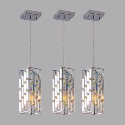 VYNXARIA 4 - Inch Chrome Modern Crystal Prism Ceiling Lights, 3 - Pack Adjustable Hanging Pendant Lamps
