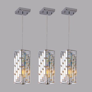VYNXARIA 4 - Inch Chrome Modern Crystal Prism Ceiling Lights, 3 - Pack Adjustable Hanging Pendant Lamps - 1 of 4