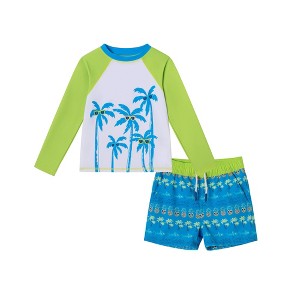 Andy & Evan  Toddler  Palm Tree Graphic Rashguard Set - 1 of 4