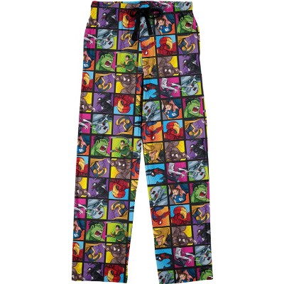 Marvel Superhero Squares Men's Black Sleep Pajama Pants