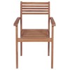 vidaXL Solid Teak Wood Patio Chairs with Red Cushions - Stackable Outdoor Seating for Home, Office, Bar, Cafe - 3 of 4