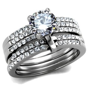 Slickblue Women’s Round CZ Ring Set, Prong Setting with Multi-Band Design, Channel CZ Accents, Silver Steel, Size 5–10 - 1 of 4
