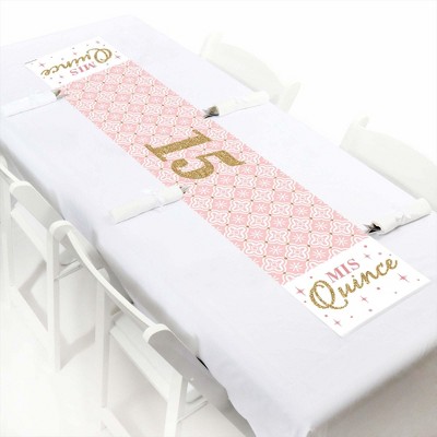 Big Dot of Happiness Mis Quince Anos - Petite Quinceanera Sweet 15 Birthday Party Paper Table Runner - 12 x 60 inches