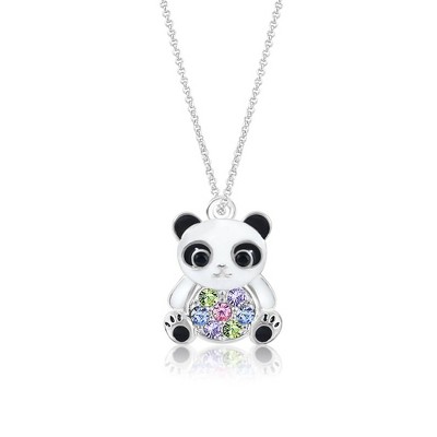 Chanteur Hypoallergenic Kids Jewelry Accessories Panda Multi-color Crystal White Gold Palladium Plating Necklace