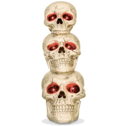 BOO BOX Stacked Skulls with LED Eyes and Sound, 27.5" Scary Skeleton Halloween Decoration for Home, Porch, or Yard Indoor Outdoor - image 1 of 4