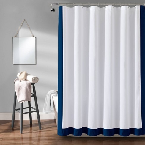 Navy white shower clearance curtain