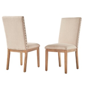 Amiford Nailhead Accent Dining Chair Set of 2 Oatmeal - Inspire Q