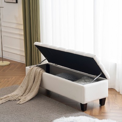 NicBex Polyester Storage Ottoman Bench,Upholstered Storage Ottoman with Button Tufted Top,Modern Storage Bench for Living Room,Bedroom