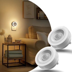 DORESshop 1-Light Motion Sensor Night Light Plug in 0. 6W Warm White, Automatic On/Off for Bedroom, Bathroom, Kids Room [2 Pack] - 1 of 4