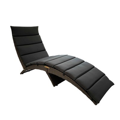 Alameda Indoor/Outdoor Wicker Chaise Lounge with Cushion - Black - Vifah