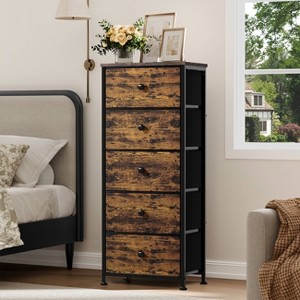 WOWLIVE 5 Drawer Dresser, Chest of drawers, Bedroom dresser,Rustic Brown - 1 of 4