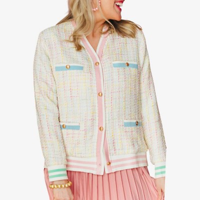 Women's Pastel Tweed Cardigan - Brianna Cannon M