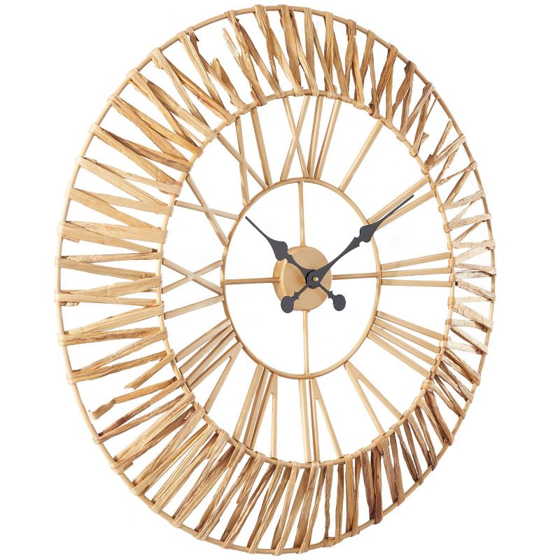 31&#34;x31&#34; Seagrass Round Wall Clock with Weaving Design Gold - Novogratz, 5 of 7