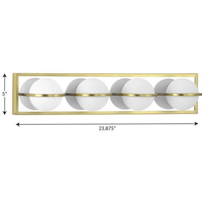 Pearl Matte Black 4-Light LED Bath Vanity with Opal Glass