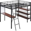 Streamdale Full Size Loft Metal Bed With 3 Layers Of Shelves And Desk, Stylish Metal Frame Bed With Board - 4 of 4