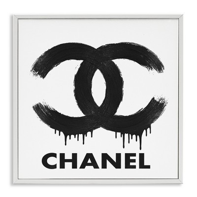 Stupell Industries Black Glam Drip Logo Framed Giclee Art