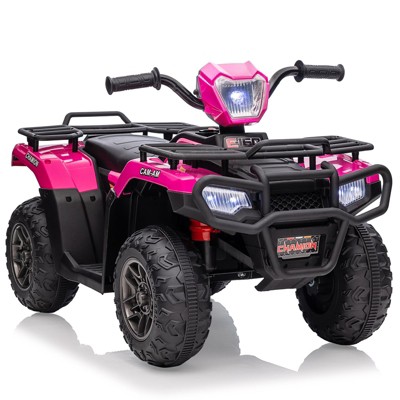 Kids Ride On ATV, 12V Electric Car for Kids, 4-Wheeler Quad Car Toy with Dual Speed Adjustment, Led Light, Music