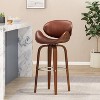 TiramisuBest Set of 2 Bar Stools, 30in Faux Leather Barstool Dining Chairs with PU Upholstery and Steel Frame (Brown) - 4 of 4