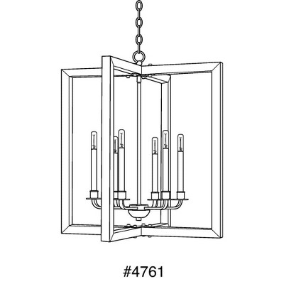 Turnbury Galvanized Steel and Wood 6-Light Chandelier