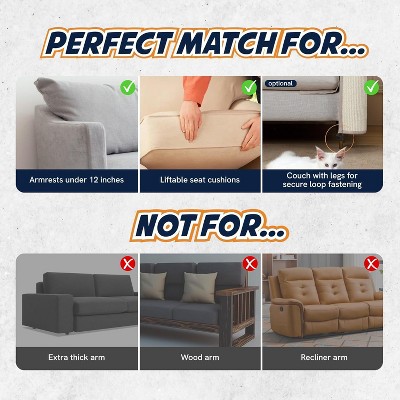 Dove Grey Sisal Cat Couch Protector with Back Rest