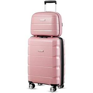 LUGGEX Carry on Luggage with Spinner Wheels, Expandable Lightweight Suitcase 2 Piece Set(14/20), Pink - 1 of 4