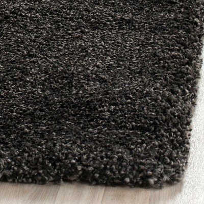 Dark Grey Hand-Knotted Wool Shag Area Rug, 2' x 4'