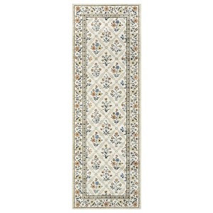 Washable Farmhouse Floral Print Living Room Rugs, Soft Non Slip Modern Bedroom Carpet, Ultra Thin Floor Rug for Home Office - 1 of 4