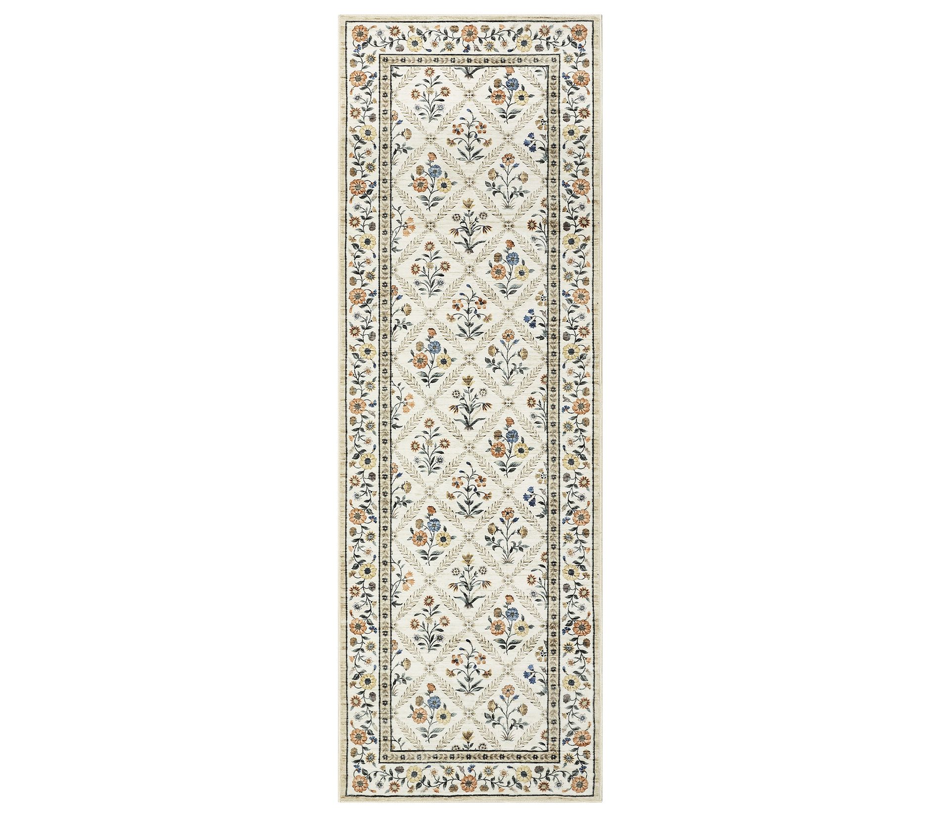 Washable Farmhouse Floral Print Living Room Rugs, Soft Non Slip Modern Bedroom Carpet, Ultra Thin Floor Rug for Home Office