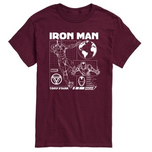 Men's - Marvel - Iron Man Schematic Short Sleeve Graphic T-Shirt - 1 of 4