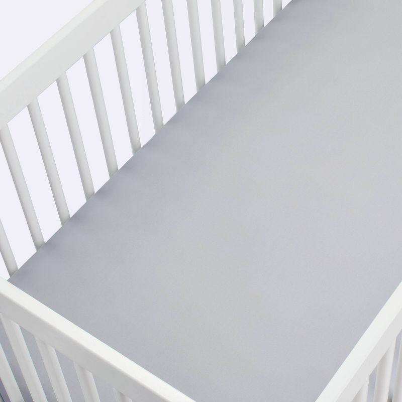 Fitted Crib Sheet Solid - Cloud Island&#8482; Gray, 4 of 7