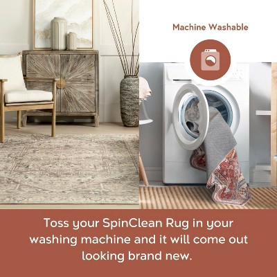 Gray Square Vintage Medallion Washable Area Rug