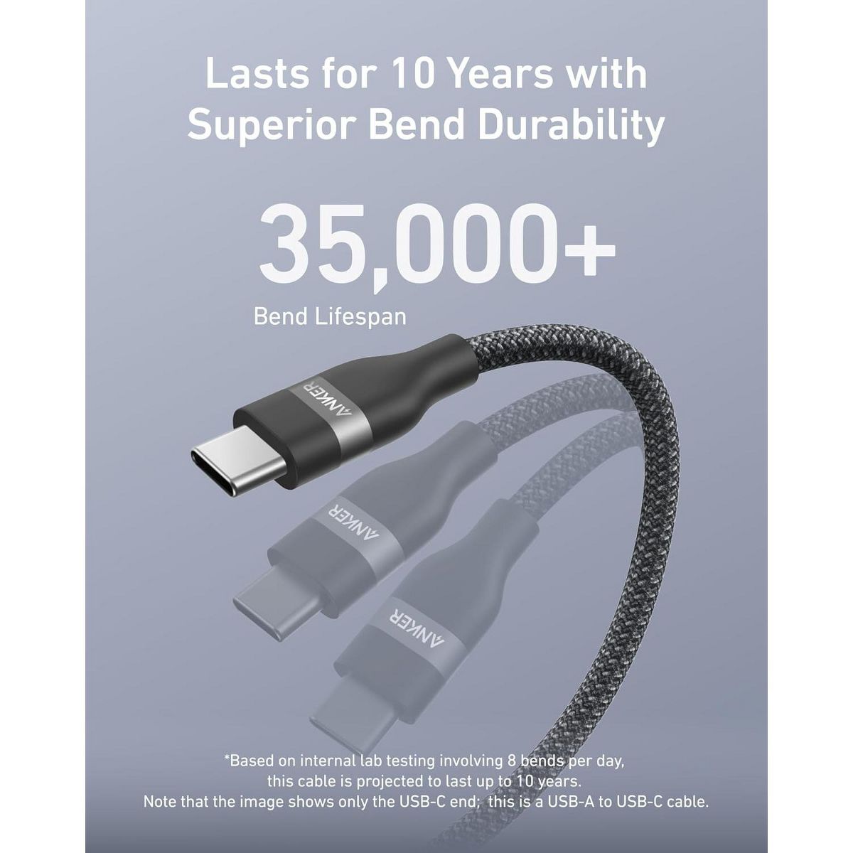 Anker Nano USB-A to USB-C Cable, CarPlay Cable (6 ft, Black) | Upcycled-Braided Cord for CarPlay, iPhone 17/16 Series, Samsung Galaxy Note20, and More - thumbnail 3