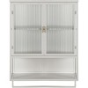 Farmhouse Wall Cabinet, White Wooden Storage with Double Glass Panes, Adjustable Shelves, Bathroom Organizer, Above Toilet Installation - 4 of 4